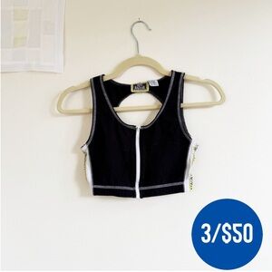 3/$50 VTG Black Zip-Up Crop Top